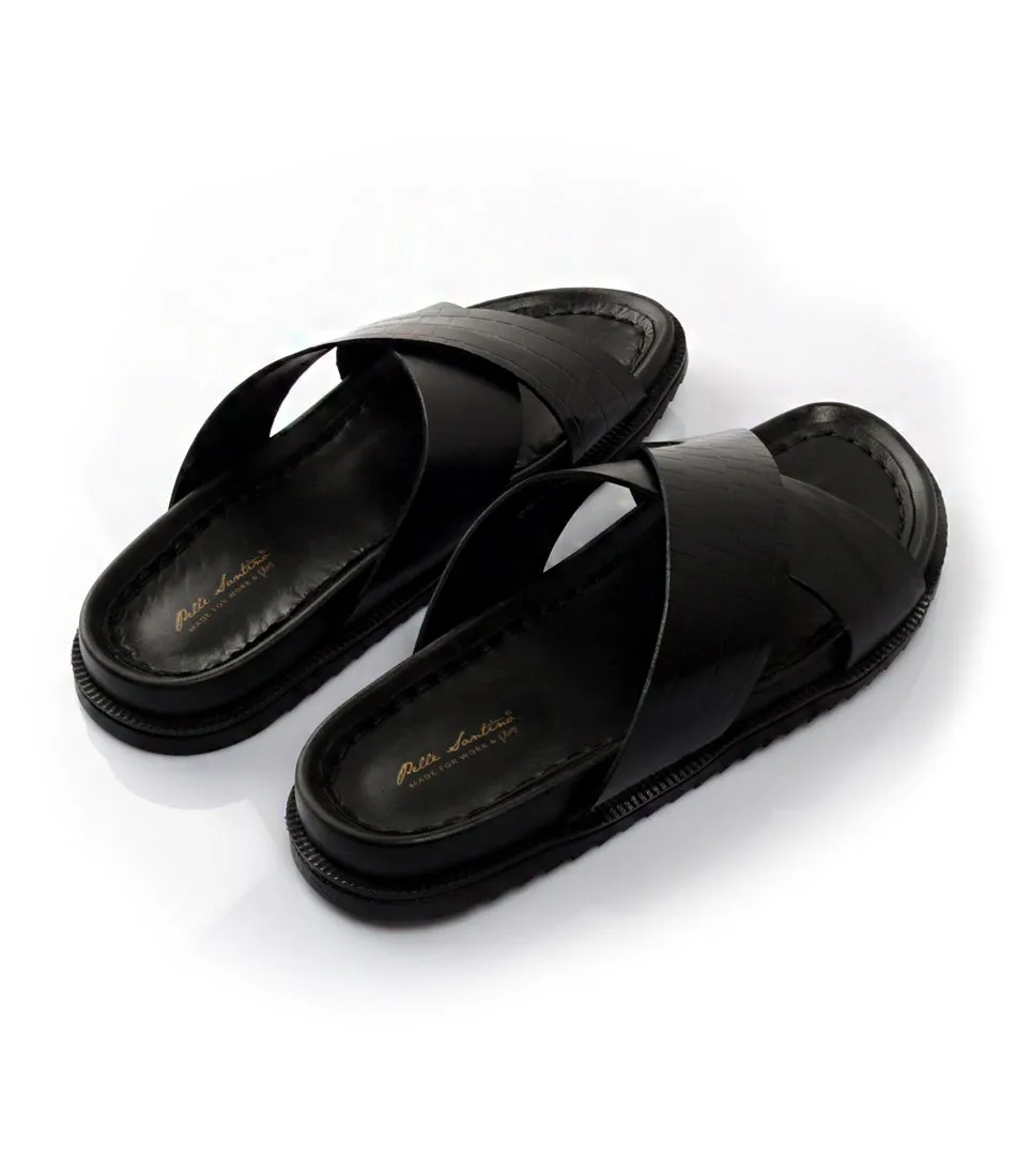 Milano Leather Slippers - Black