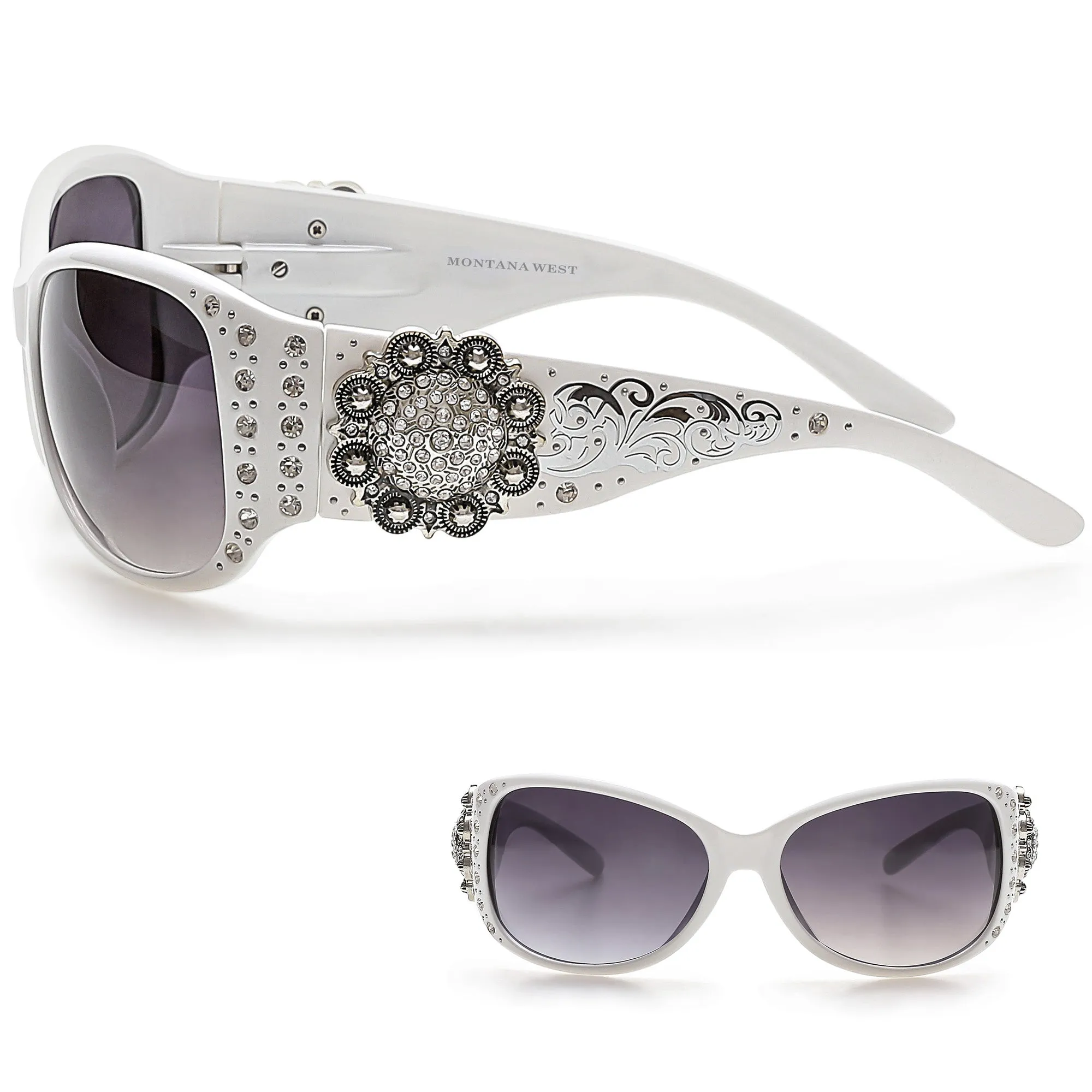 Montana West Rhinestone Flower Sunglasses For Women