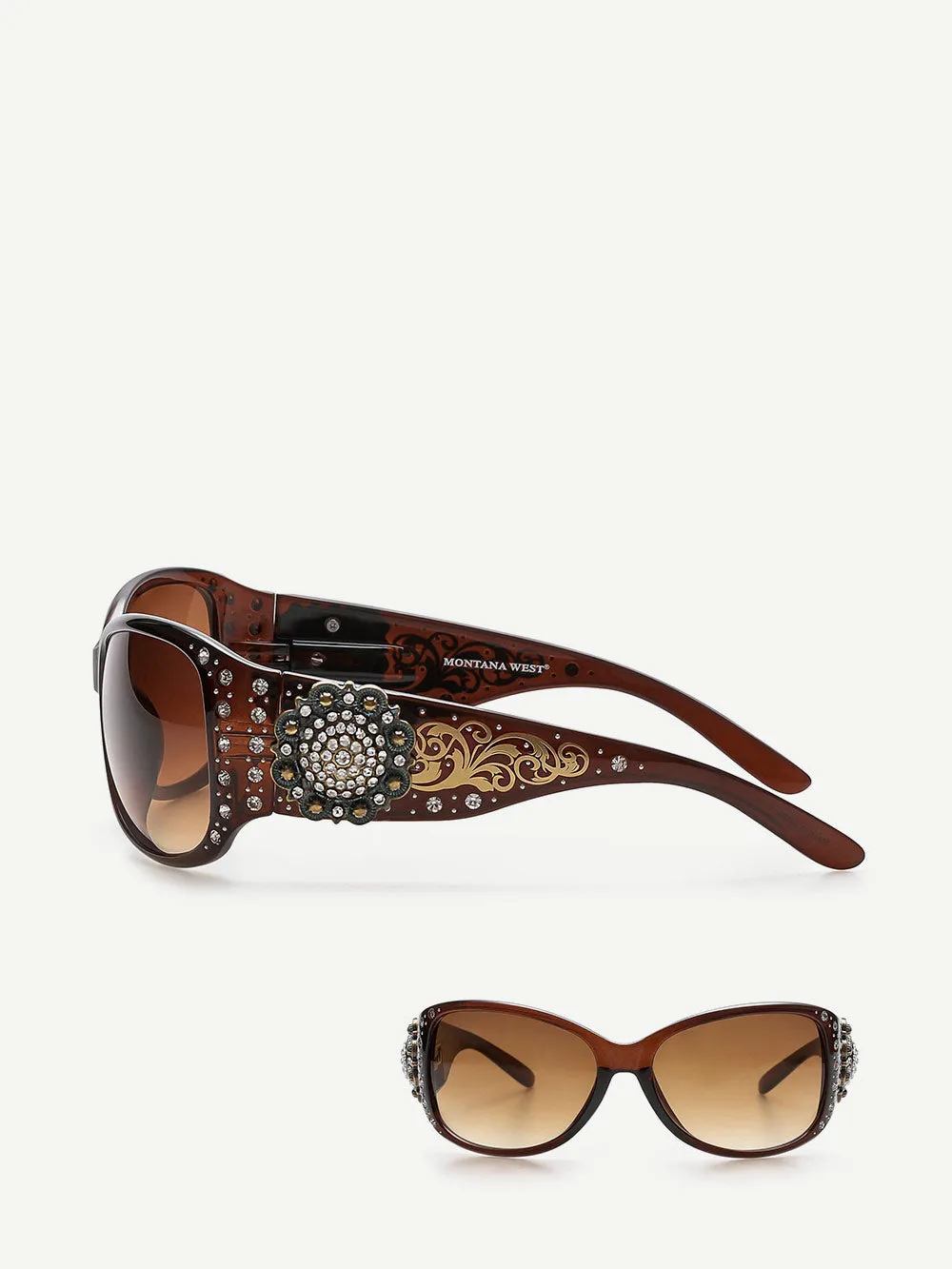 Montana West Rhinestone Flower Sunglasses For Women