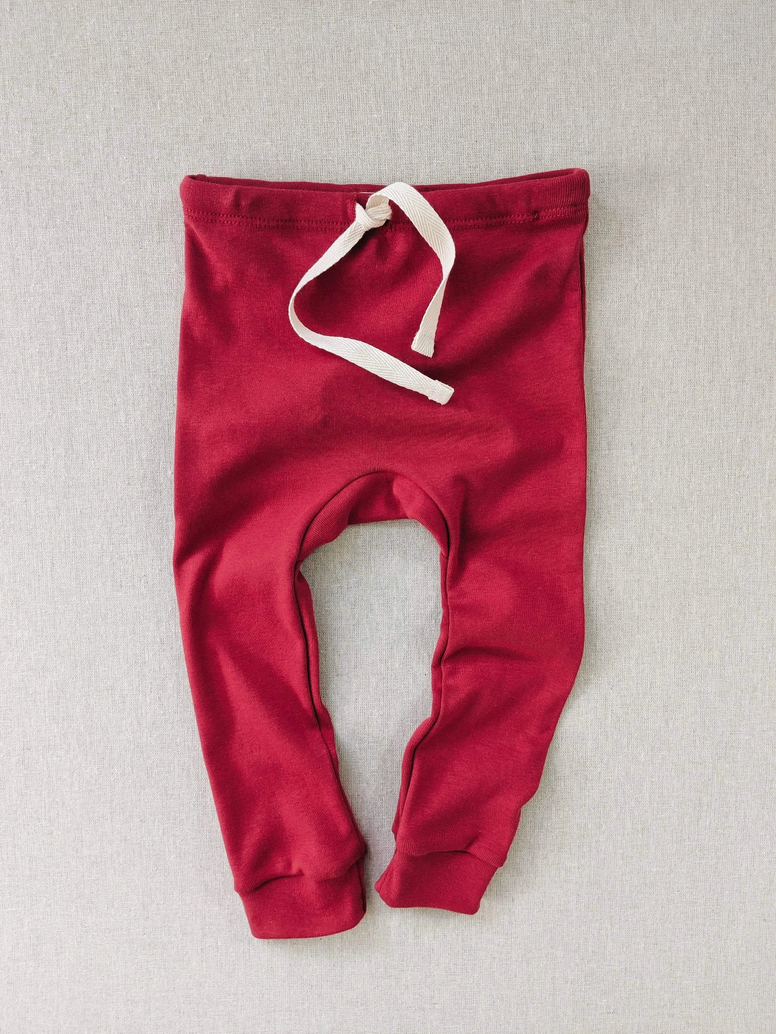 organic cotton drawstring leggings - scarlet