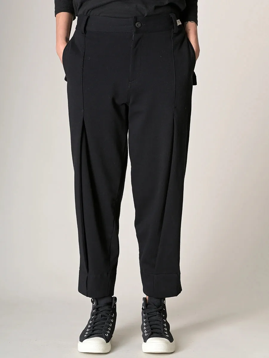 Organic Cotton French Terry Trousers with Side Pleats