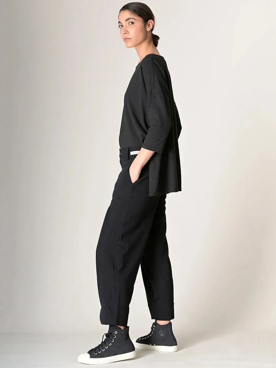 Organic Cotton French Terry Trousers with Side Pleats