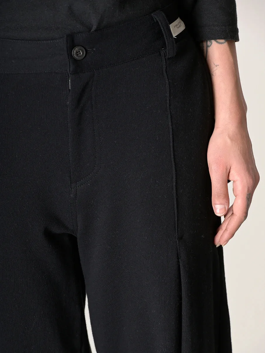 Organic Cotton French Terry Trousers with Side Pleats