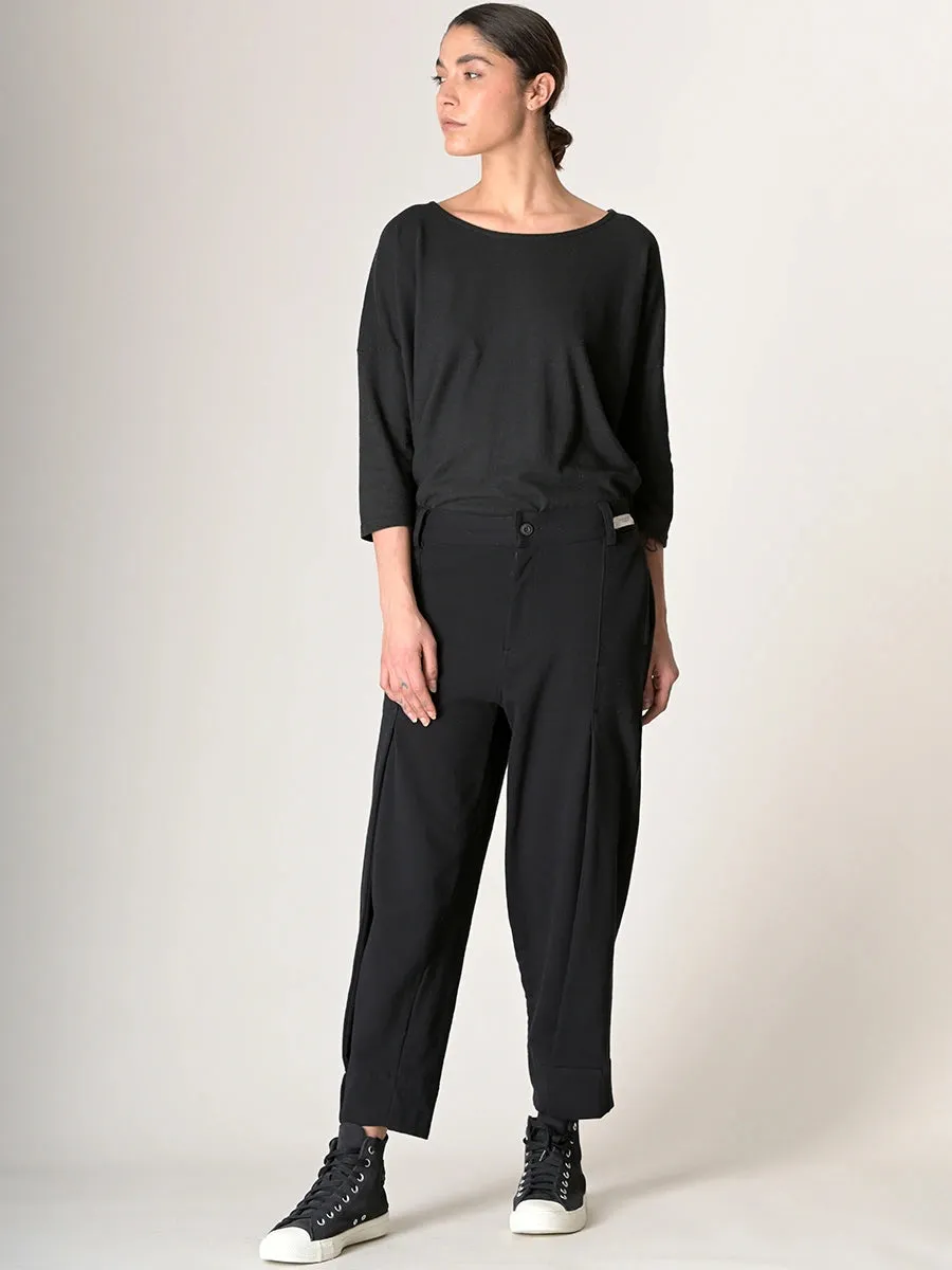 Organic Cotton French Terry Trousers with Side Pleats