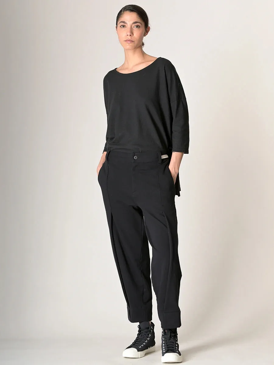 Organic Cotton French Terry Trousers with Side Pleats