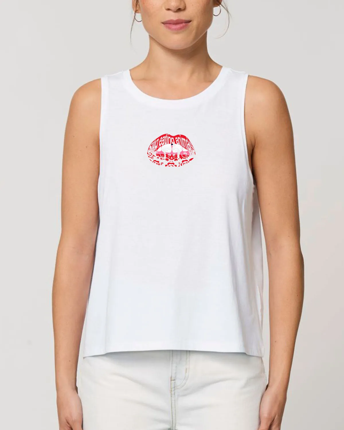 Read My Lips - White Singlet Tank