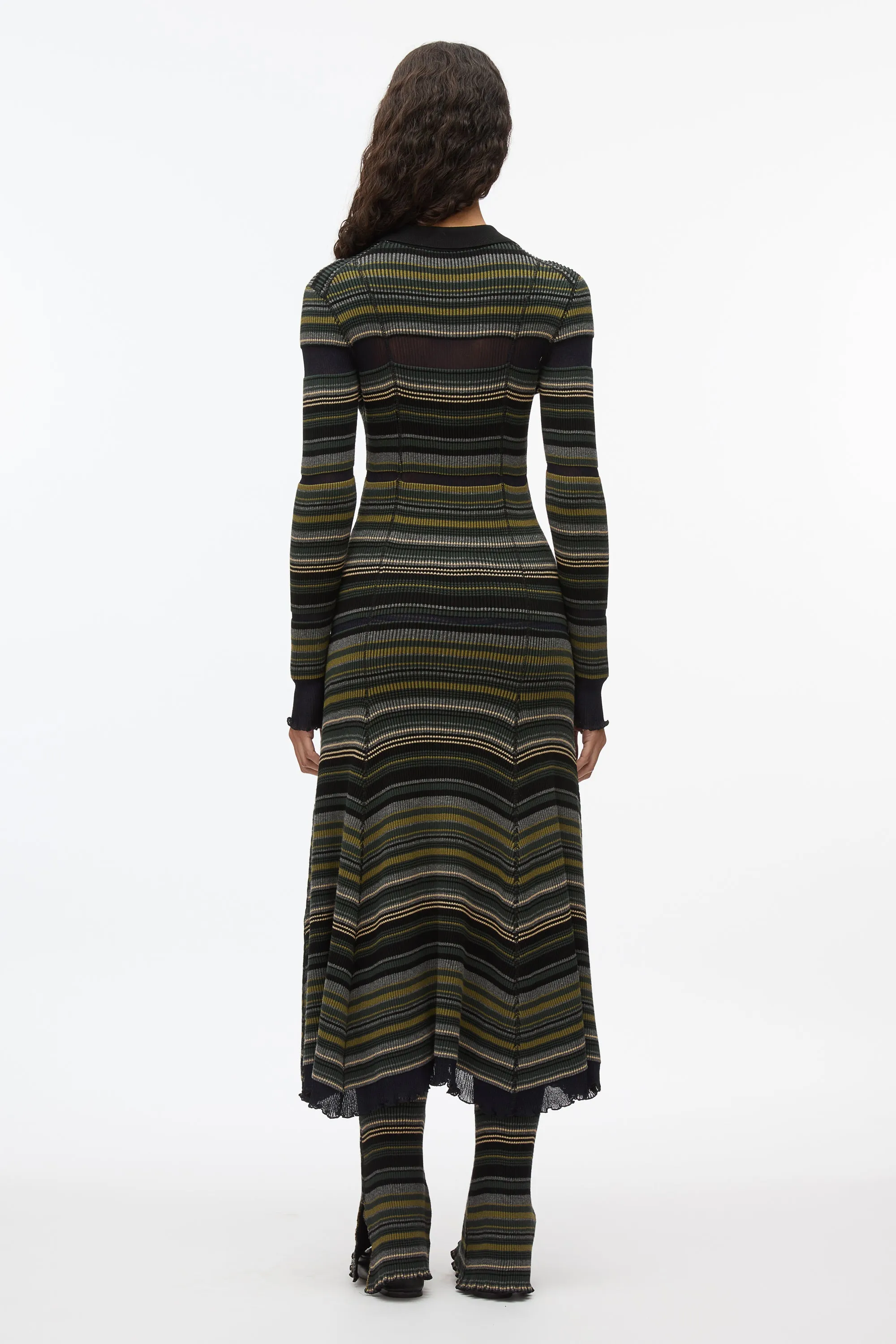 Reversible Stripe Knit Polo Dress