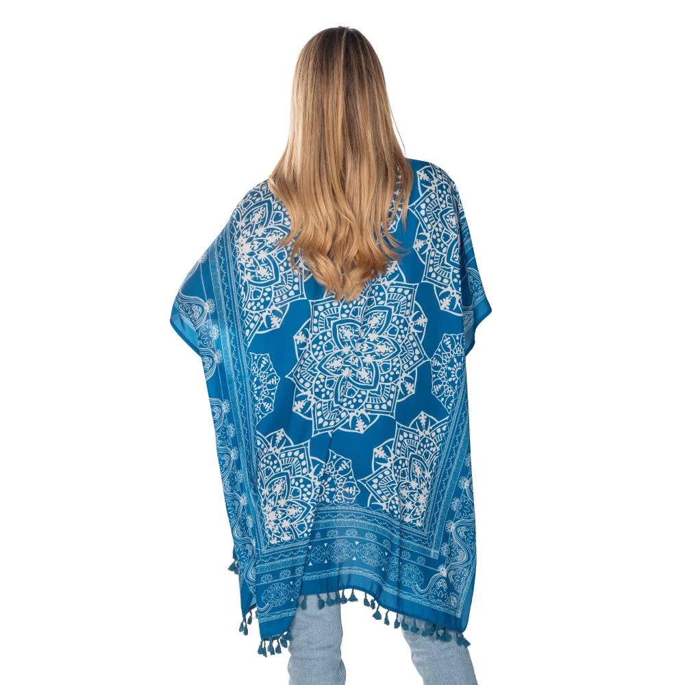 Teal Blue Tassel Kimono