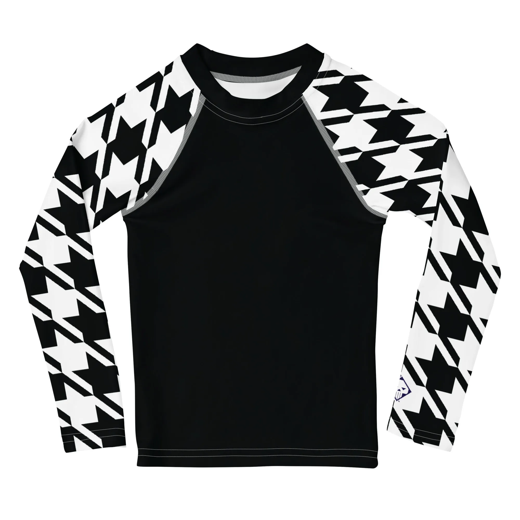 Unleash Your Potential: Boy's Houndstooth BJJ Rash Guard - Long Sleeve