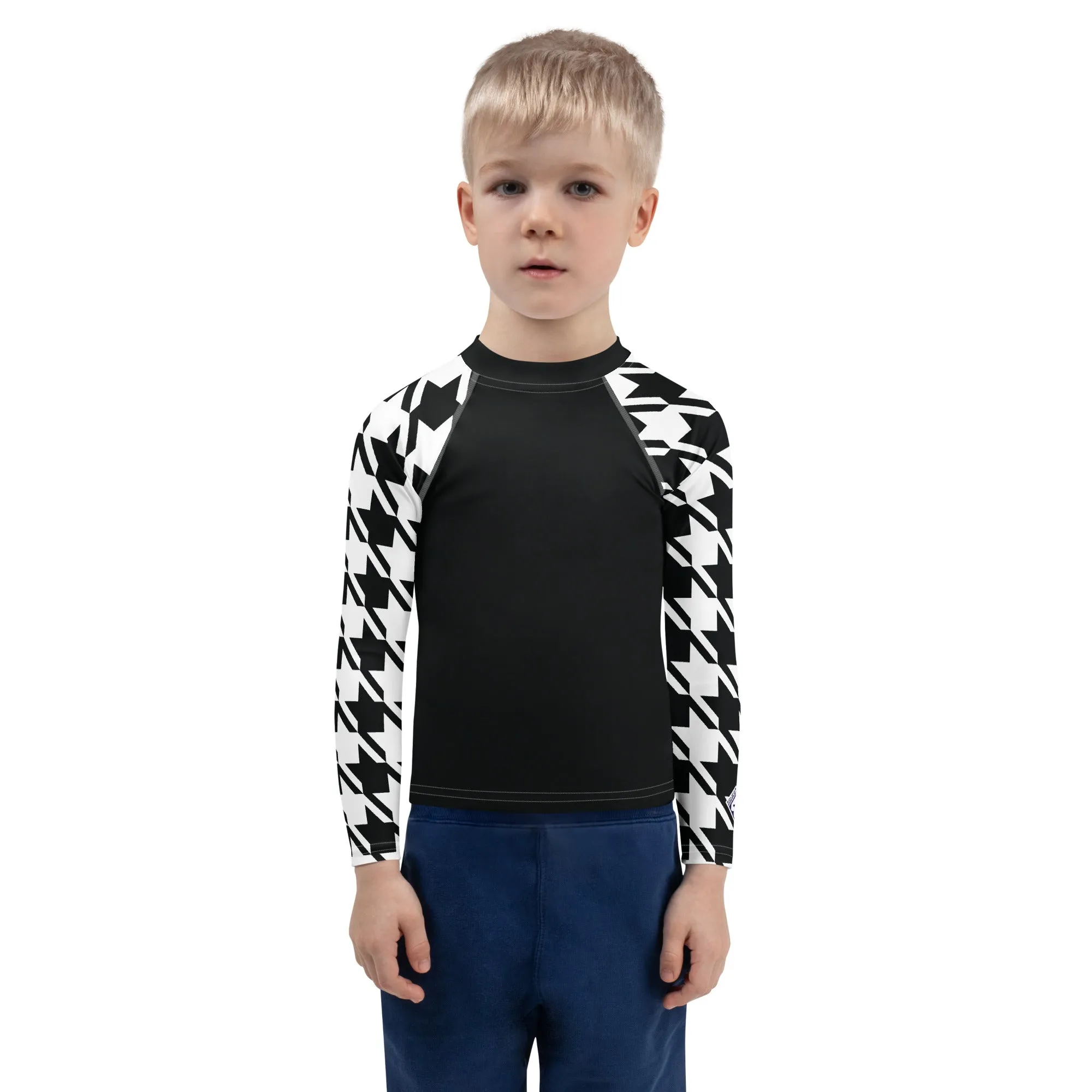 Unleash Your Potential: Boy's Houndstooth BJJ Rash Guard - Long Sleeve