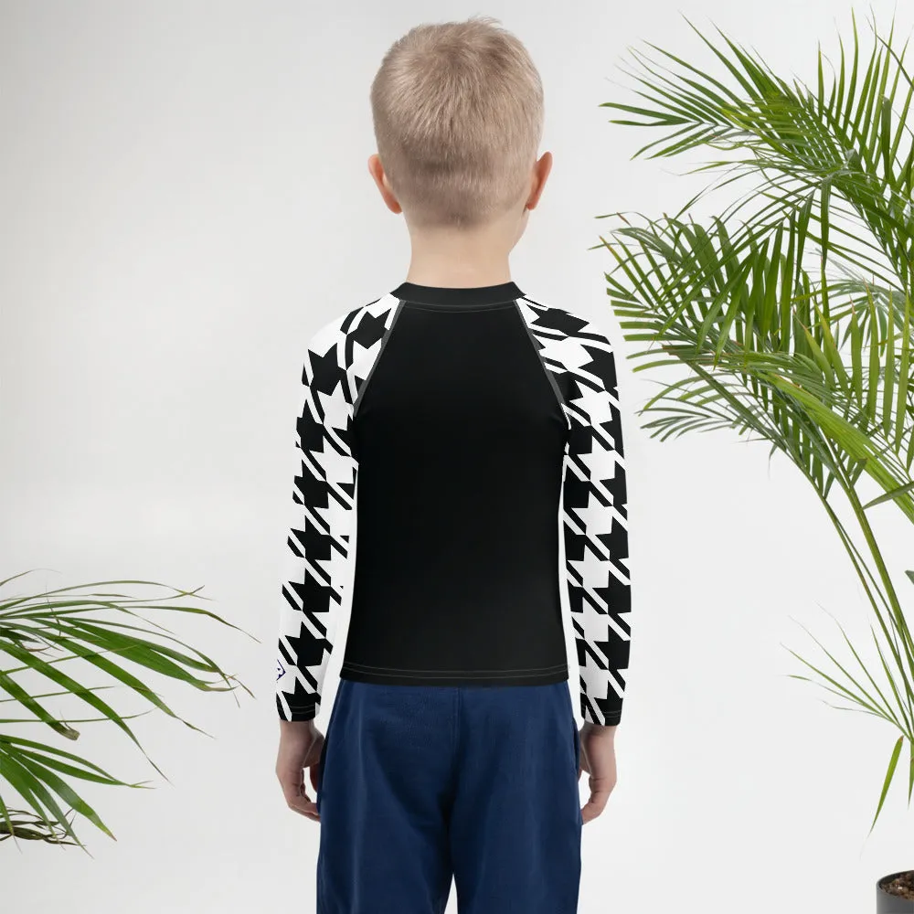 Unleash Your Potential: Boy's Houndstooth BJJ Rash Guard - Long Sleeve