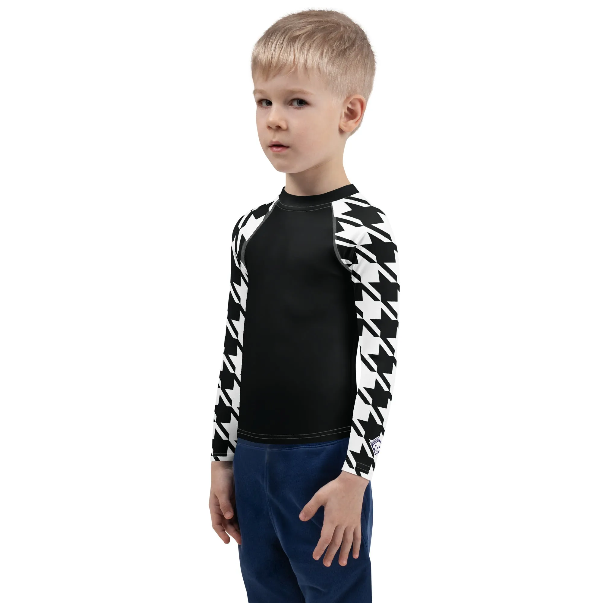 Unleash Your Potential: Boy's Houndstooth BJJ Rash Guard - Long Sleeve