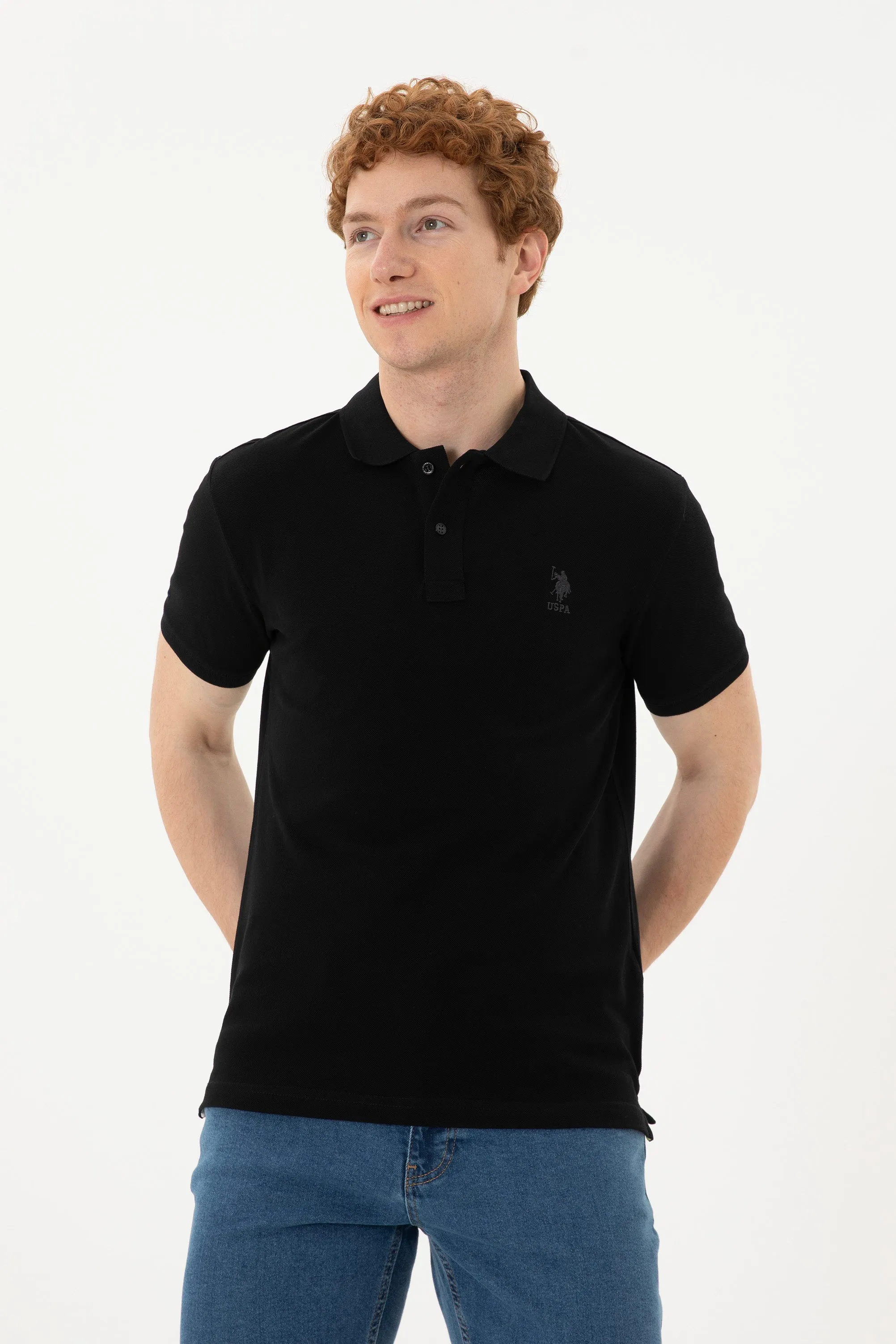 USPA Polo Shirt Men Black VR046 USPOM230 USPA LOGO US Polo Assn.