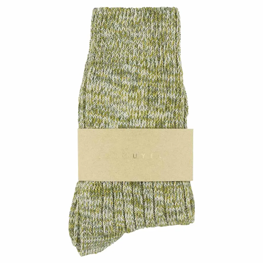 Women Melange Socks Green / Yellow