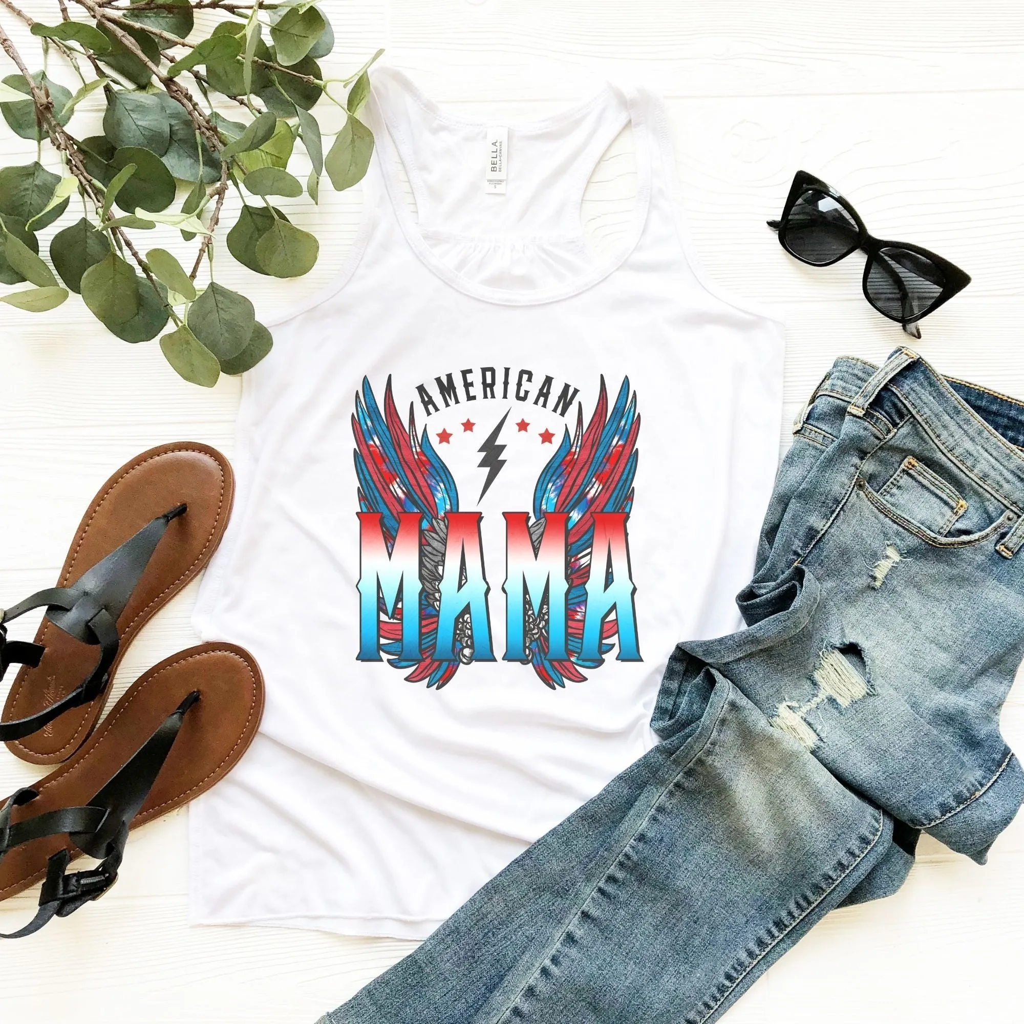 Women's American Mama Flowy Racerback Tank Top