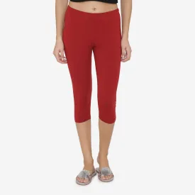 Women's Comfy Classy Capri Leggings - Maroon