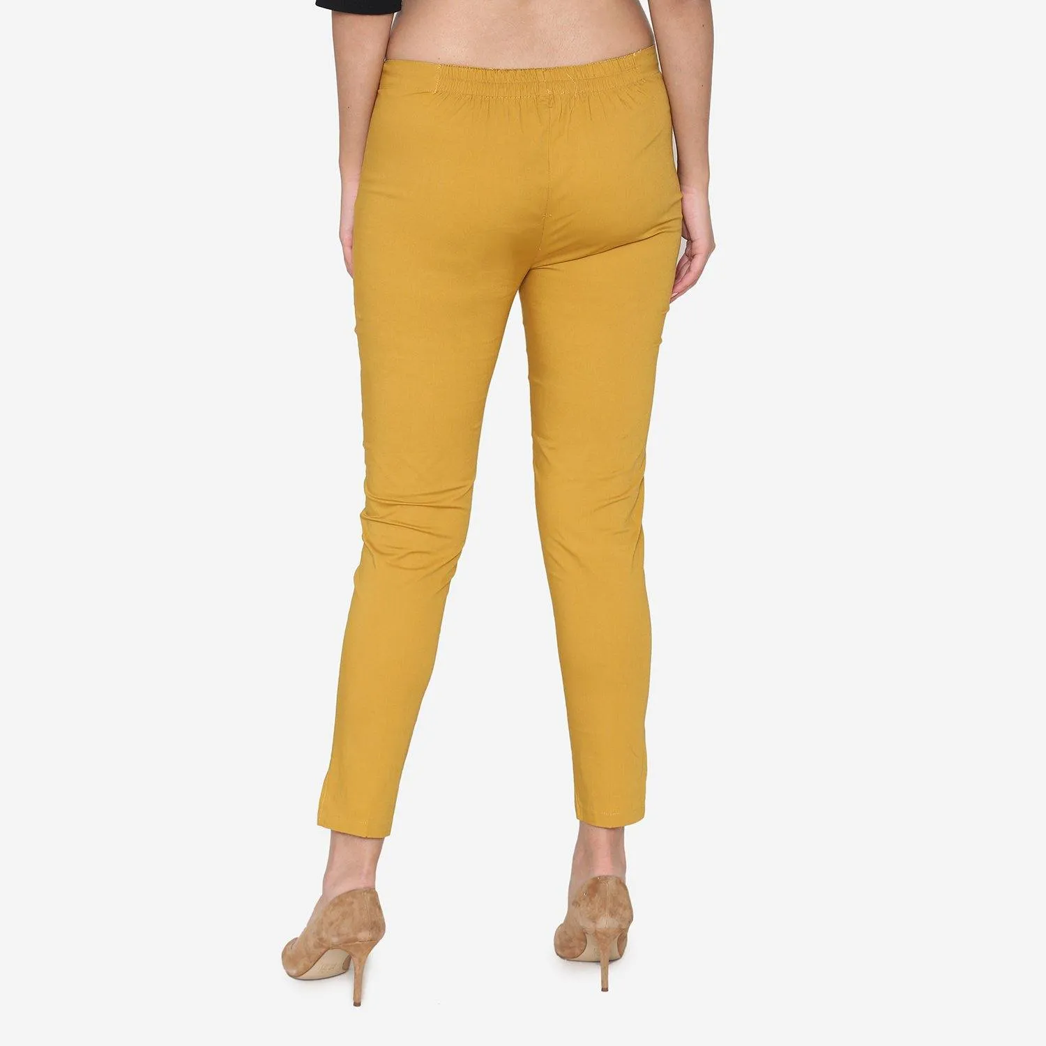 Women's Cotton Formal Trousers - Golden