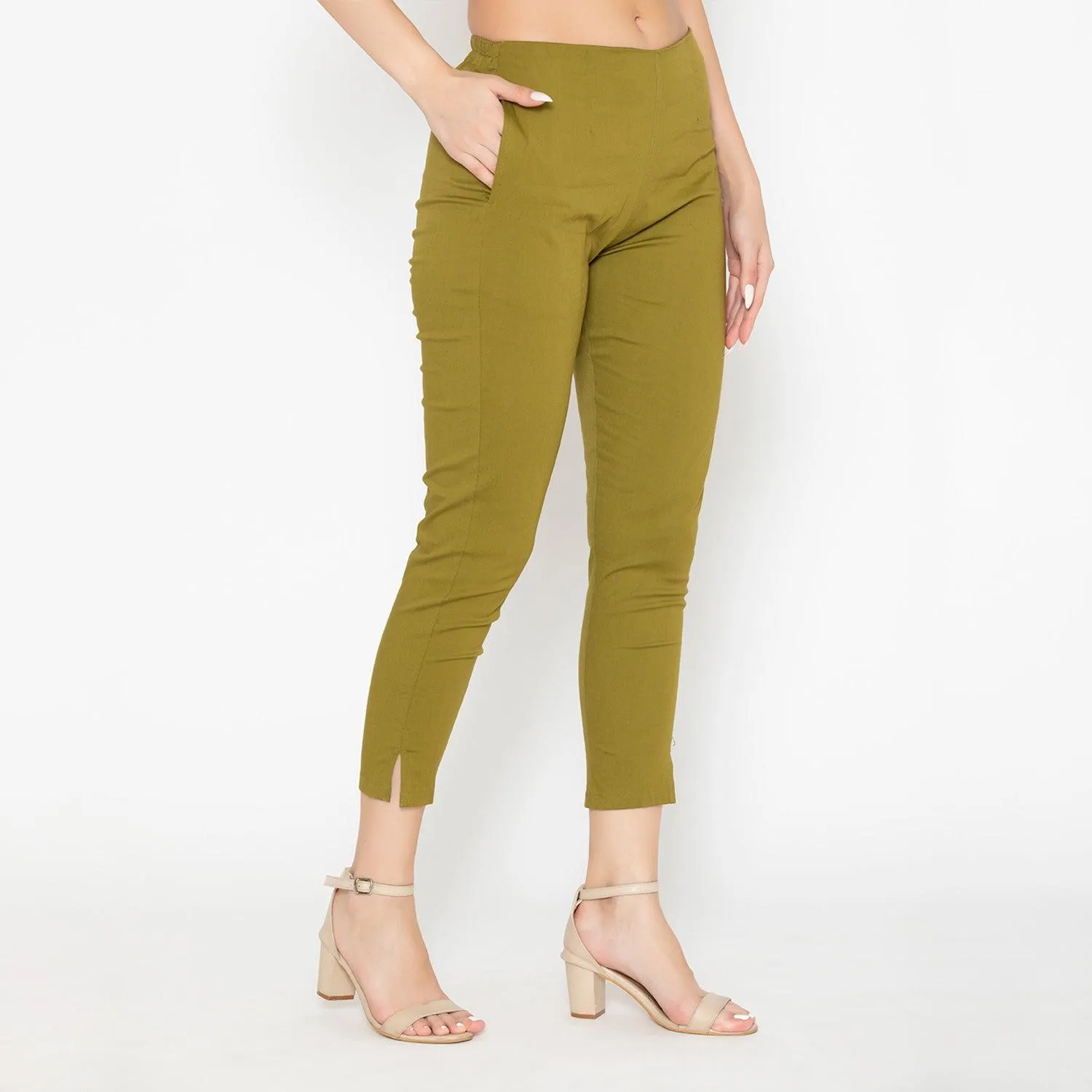 Women's Cotton Formal Trousers - Green