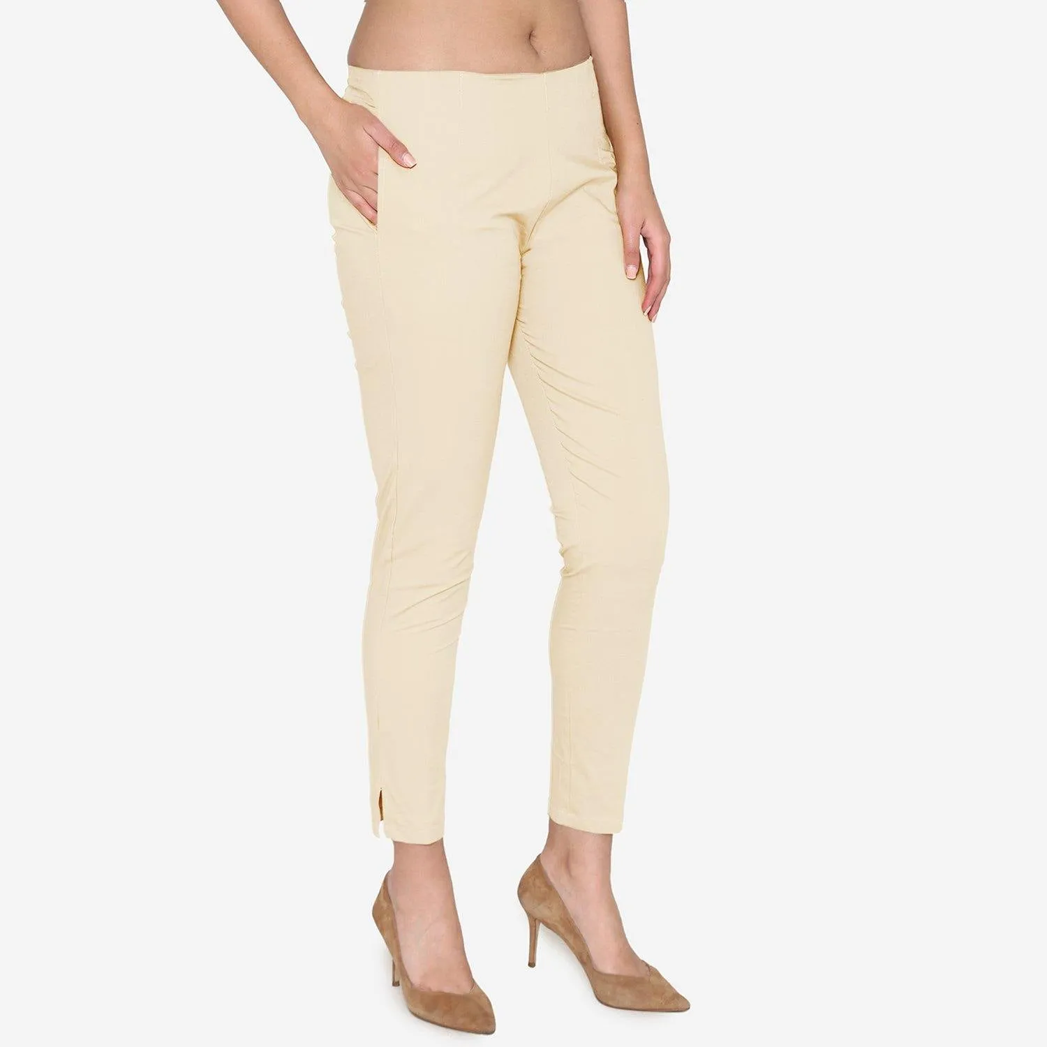 Women's Cotton Formal Trousers - Skin