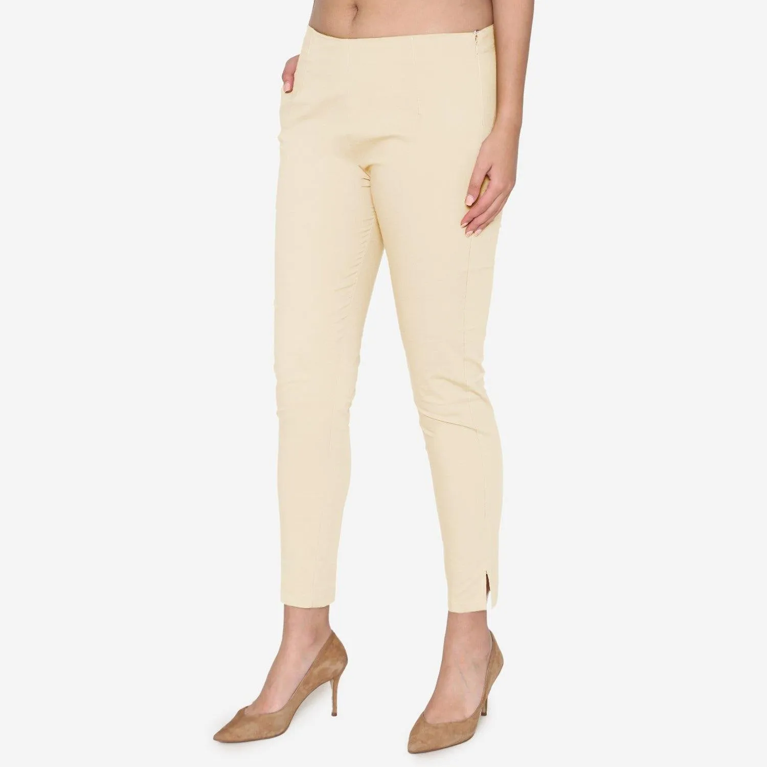 Women's Cotton Formal Trousers - Skin