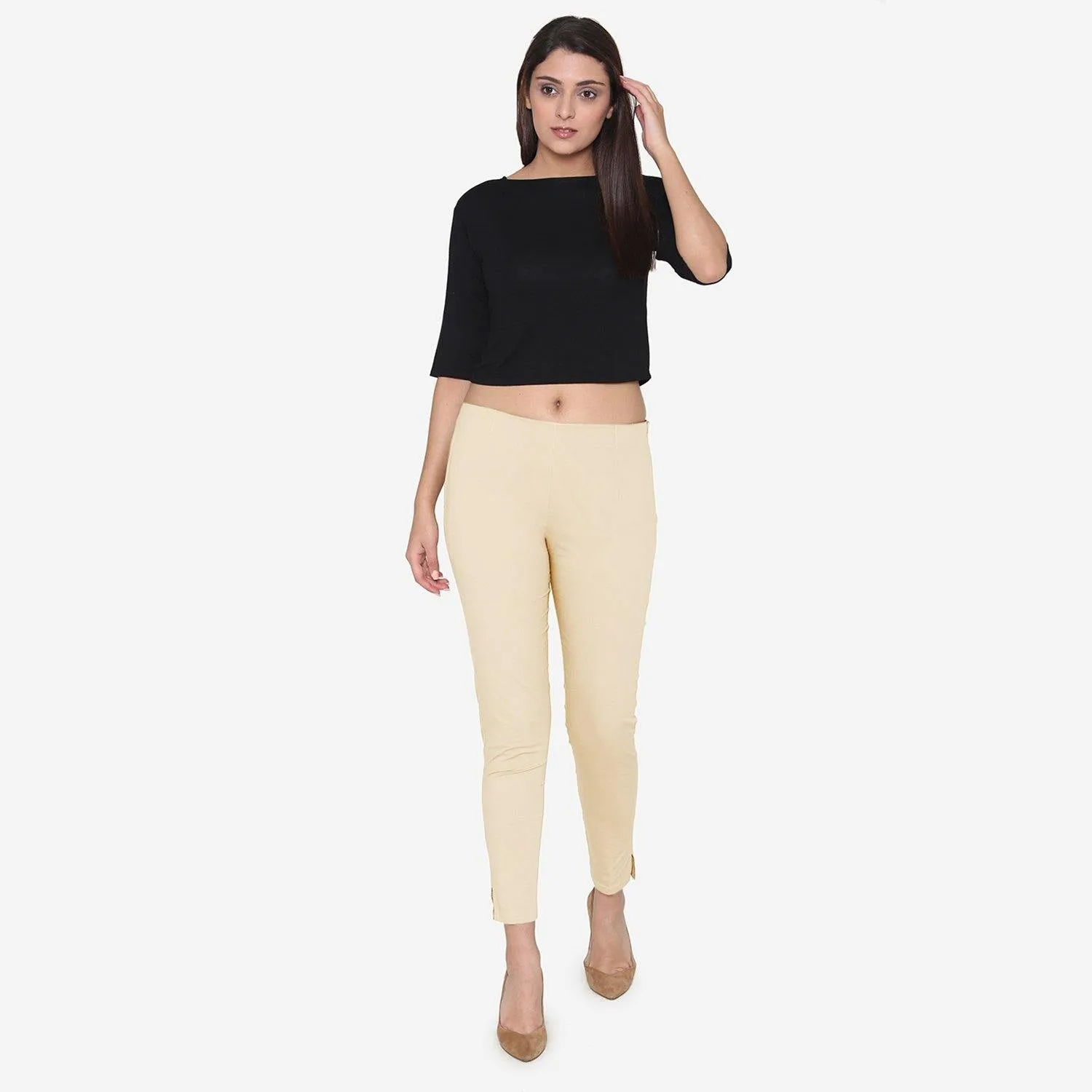 Women's Cotton Formal Trousers - Skin