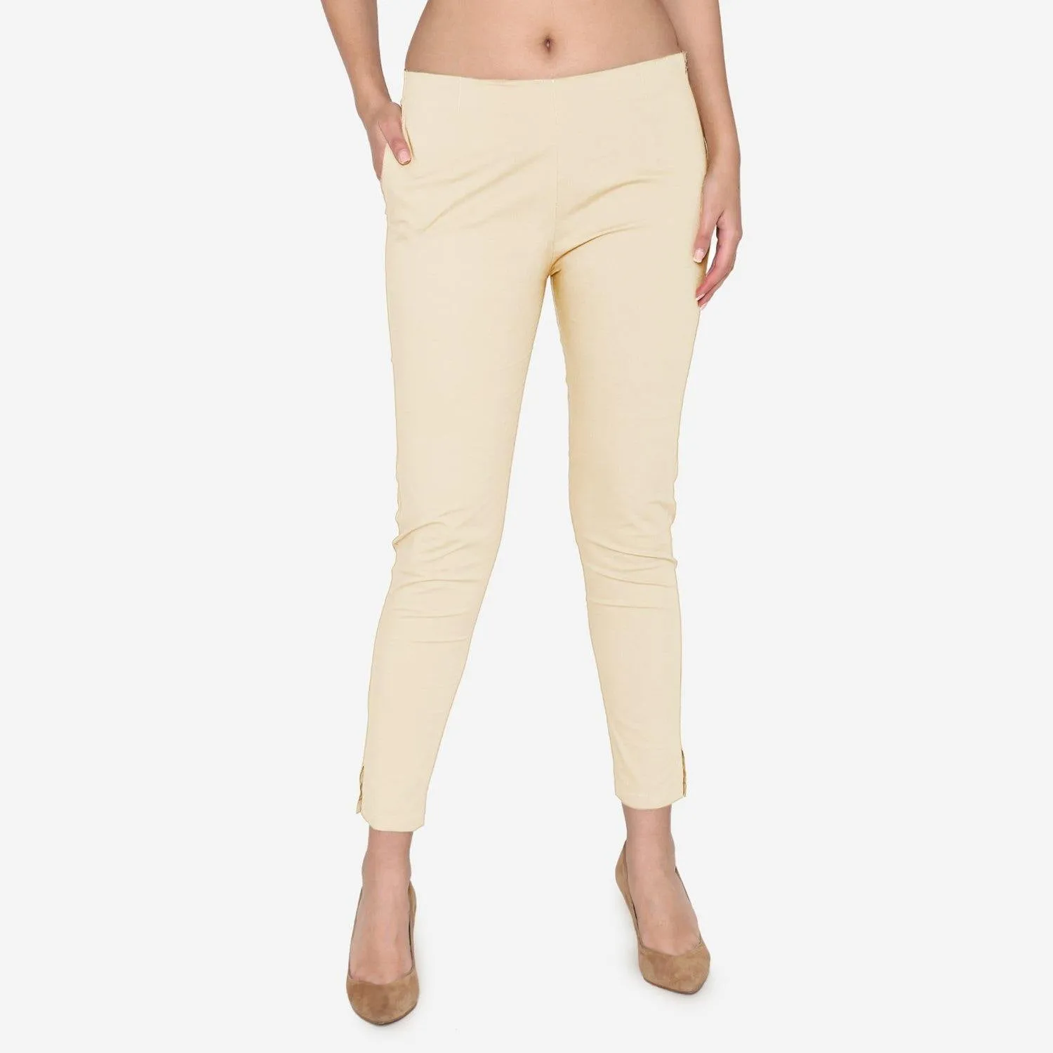 Women's Cotton Formal Trousers - Skin