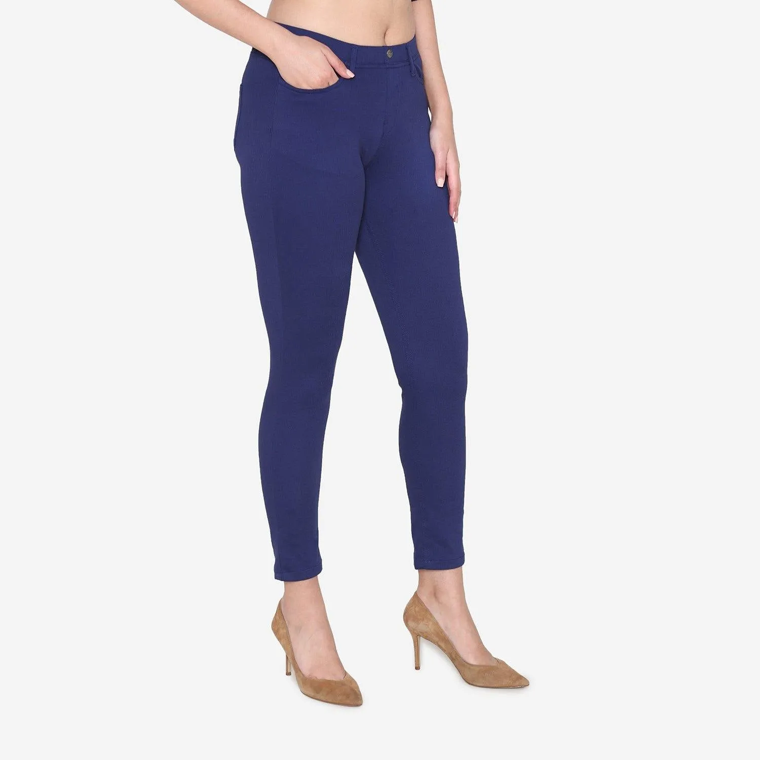 Women's Cotton Stretchable Jeggings - Ink Blue