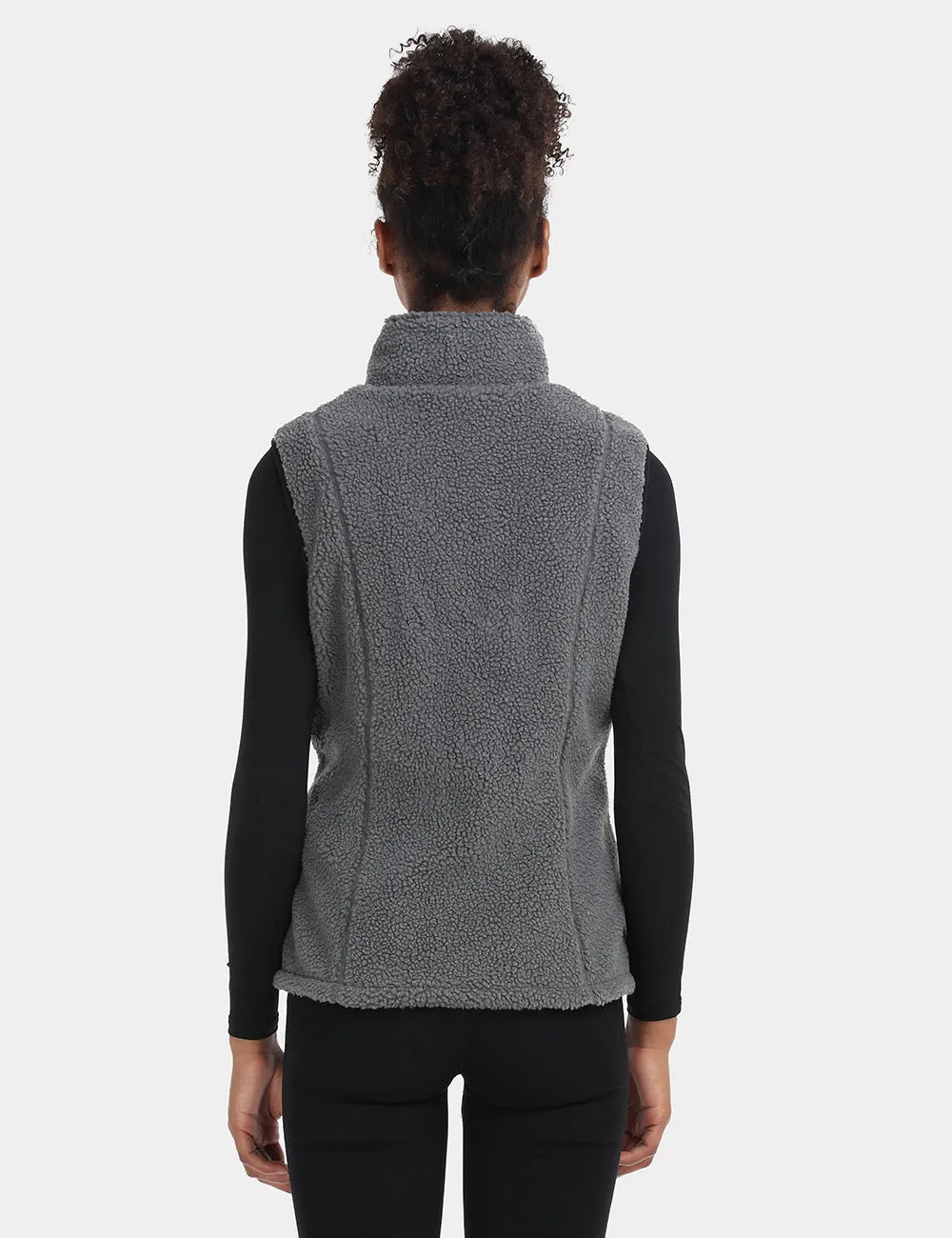 Women's Heated Recycled Fleece Vest - White/Gray